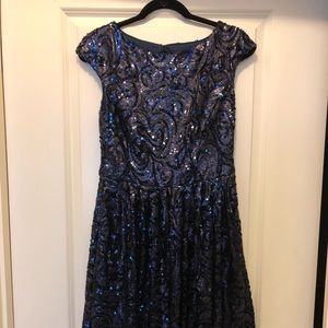 Gorgeous Navy sequined Badgley Mischka Dress